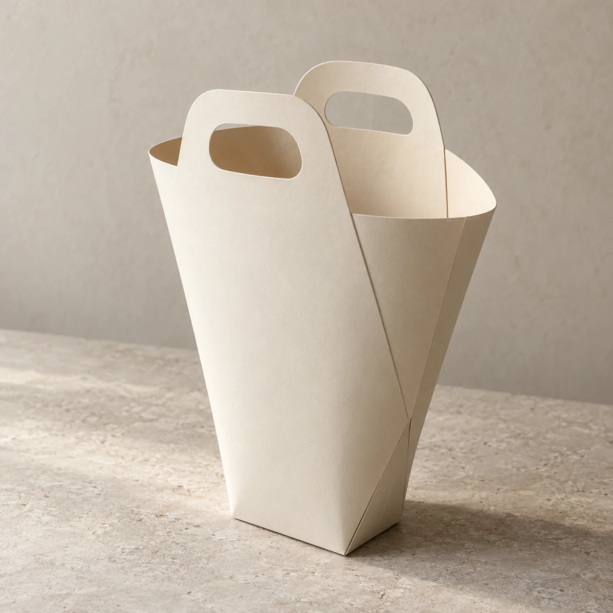 Concept of an ivory die-cut floral carrier